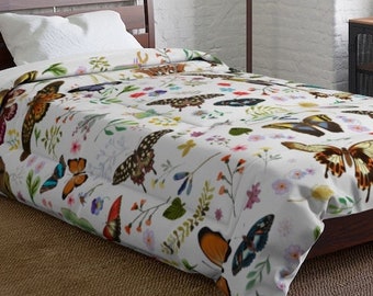 Butterfly Comforter | Twin XL Comforter | Butterfly Aesthetic | Cottagecore Comforter | Dorm Bed Comforter | Witchy Comforter