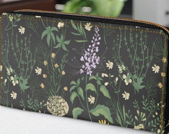 Wildflower Wallet | Floral Wallet | Cottagecore Wallet | Witchy Herbs Wallet | Dark Academia Wallet | Witchy Wallet | Kitchen Witch | Herbs