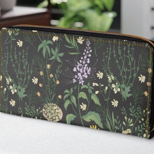 Wildflower Wallet | Floral Wallet | Cottagecore Wallet | Witchy Herbs Wallet | Dark Academia Wallet | Witchy Wallet | Kitchen Witch | Herbs