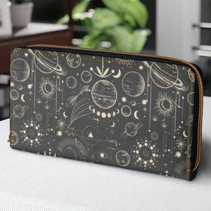 Celestial Wallet | Witchy Celestial Galaxy Zipper Wallet | Celestial Accessory Bag | Cottagecore | Dark Academia | Goblincore | Gothcore