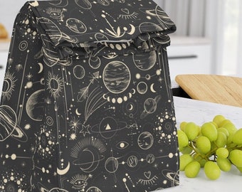 Celestial Lunch bag | Witchy Lunch Bag | Gothic Lunch Bag | Fabric Lunch Bag | Dark Academia Lunch Bag | Tarot Aesthetic Lunch Bag