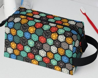 DnD Dice Toiletry Bag | Gaming | Goblincore | Dark Academia | Adventures | D20 | Forestcore | Fairycore | Fantasy | Dark Cottagecore