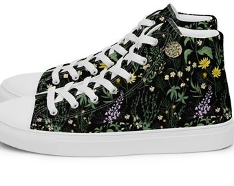 Wildflower Women’s high top canvas shoes | Floral Sneakers | Woodland Shoes | Woodland Sneakers | Woodland High Tops | Floral Canvas Shoes