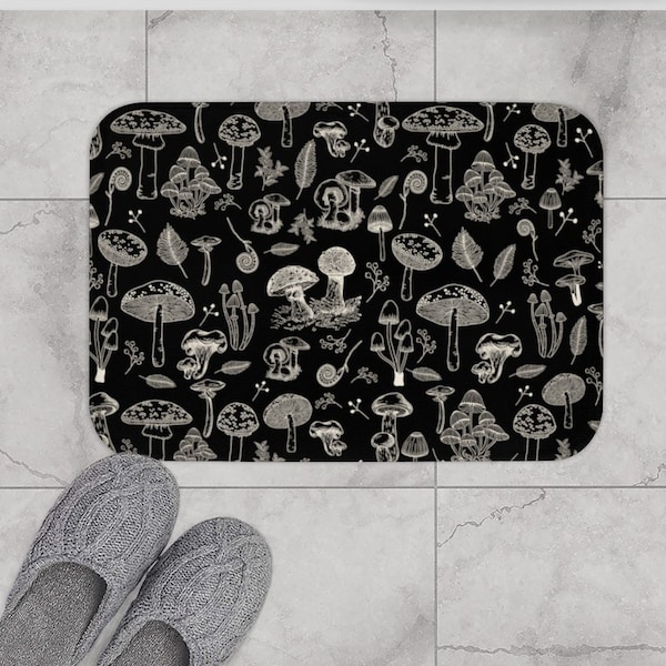 Mushroom Bath Mat | cottagecore bath | Cottagecore decor | Mushroom | Biology Nature Lover | Dark Academia | Dark Cottagecore | Forestcore