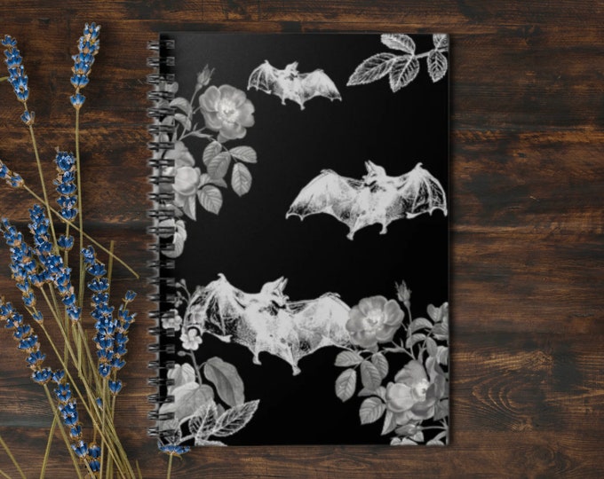 Gothic Bat Notebook | Goth Notebook | Goblincore | Bats | Vintage Illustration Minimal | Dark Academia | Witchy | Goth