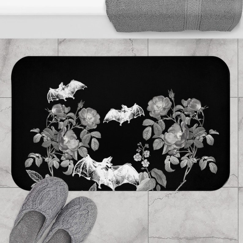 Goth Bat Bath Mat Gothic Bathroom Decor Goth Moth Rug - Etsy