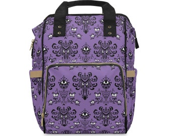 Haunted Mansion Wallpaper Diaper Bag | Diaper Backpack | Haunted Mansion Diaper Bag | Goth Diaper Bag | Spooky Diaper Bag | Halloween