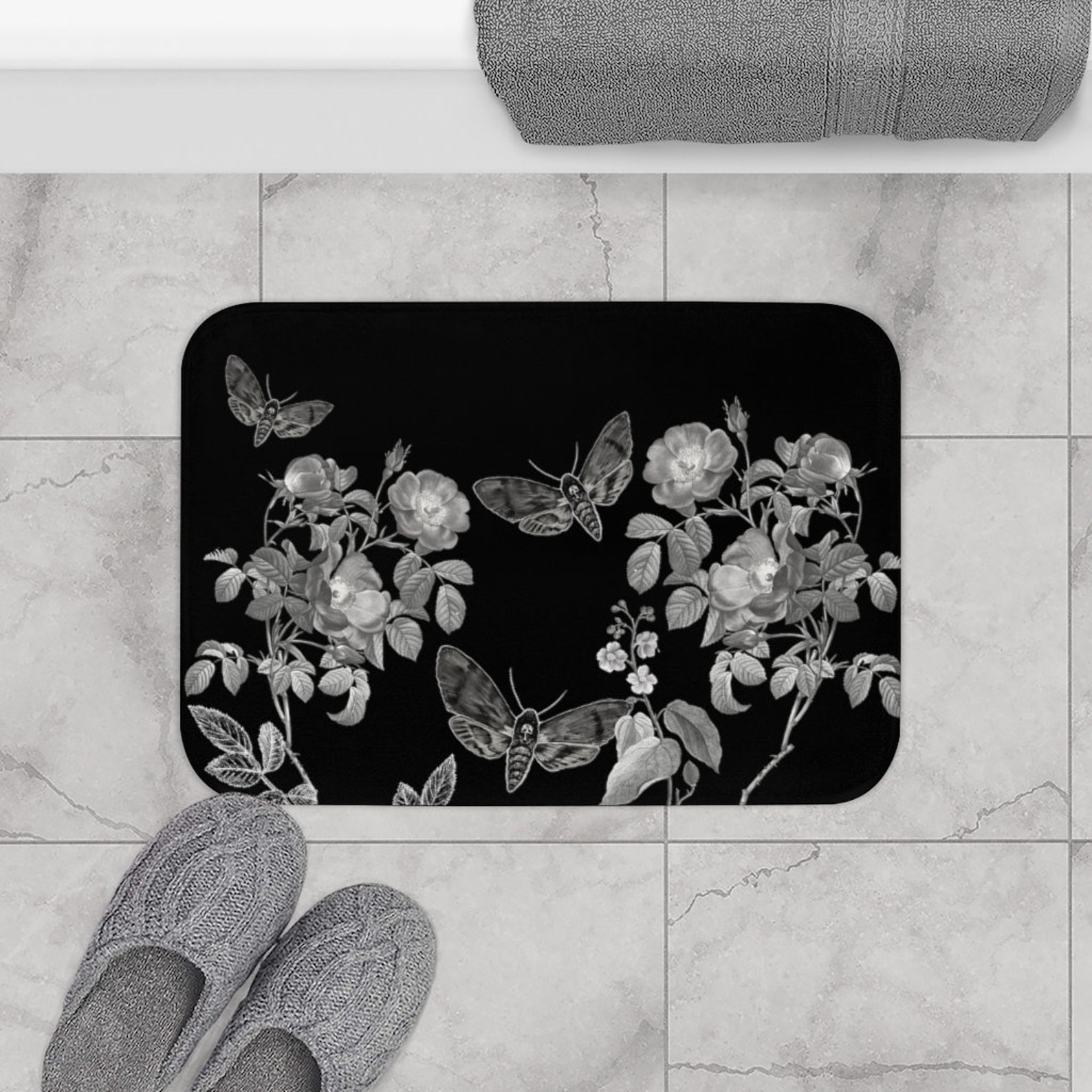 Goth Moth Bath Mat Gothic Bathroom Decor Goth Moth Rug - Etsy