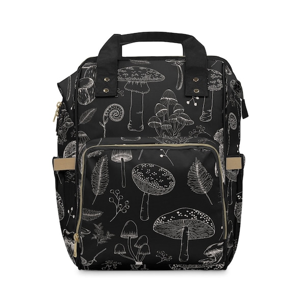 Mushroom Diaper Bag | Diaper Backpack | Cottagecore Diaper Bag | Toadstool Diaper Bag | Witchy Diaper Bag | Gothic Diaper Bag | Toadstools