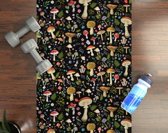 Mushroom Yoga Mat | Rubber Yoga Mat | Cottagecore Yoga Mat | Witchy Yoga Mat | Dark Academia Yoga Mat | Toadstool Yoga Mat