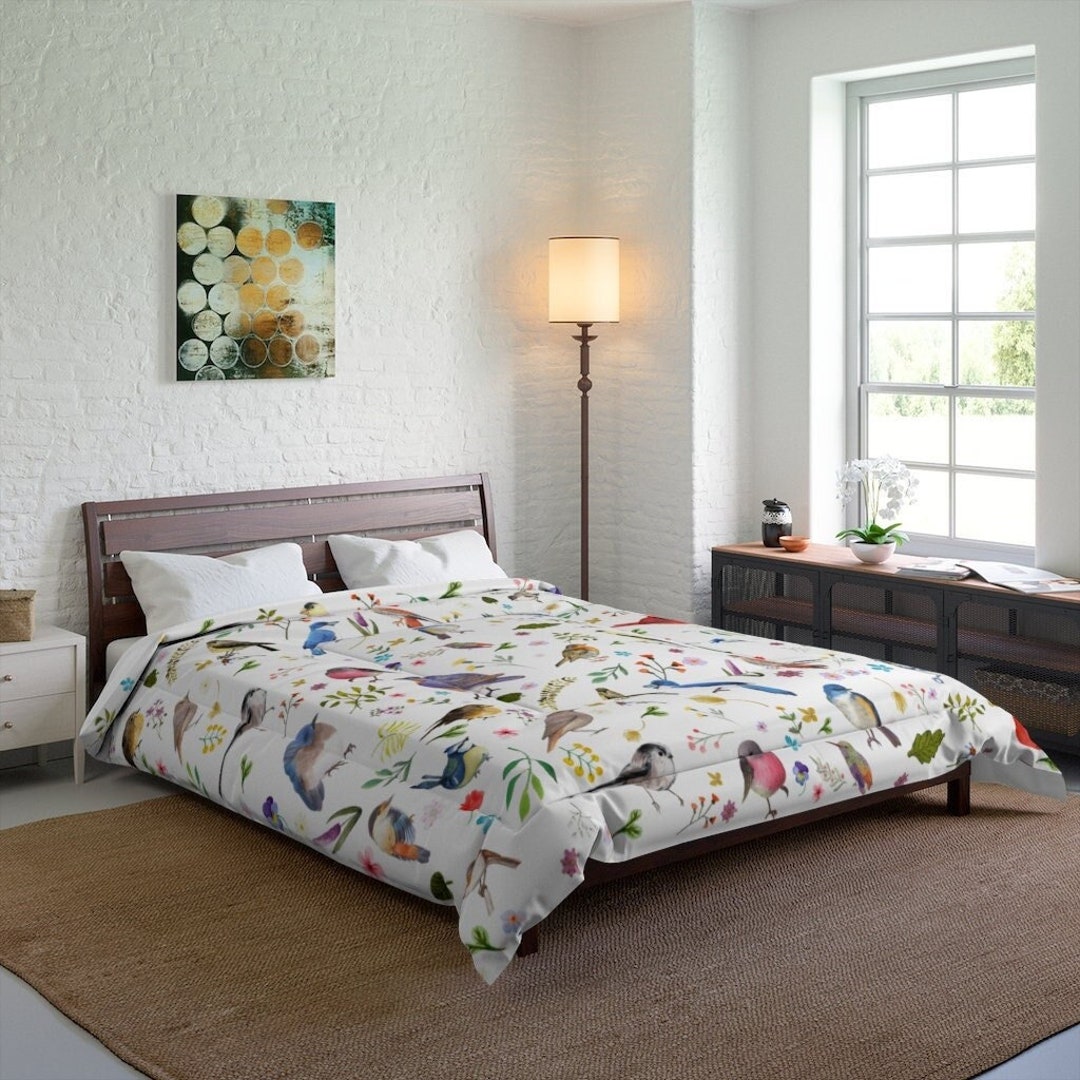 Bird Comforter Queen Cottagecore Light Academia Dark Cottagecore