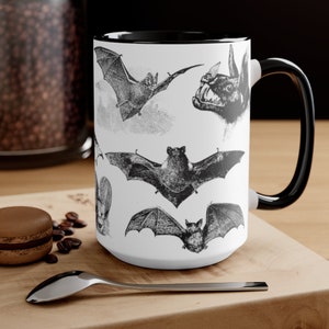 Bat Mug | 15 oz mug | Vintage Bat Mug | Gothic Bat| Vampire Bat | Dark Academia Mug | Vintage Minimalism | Gothic Decor | Spooky Decor