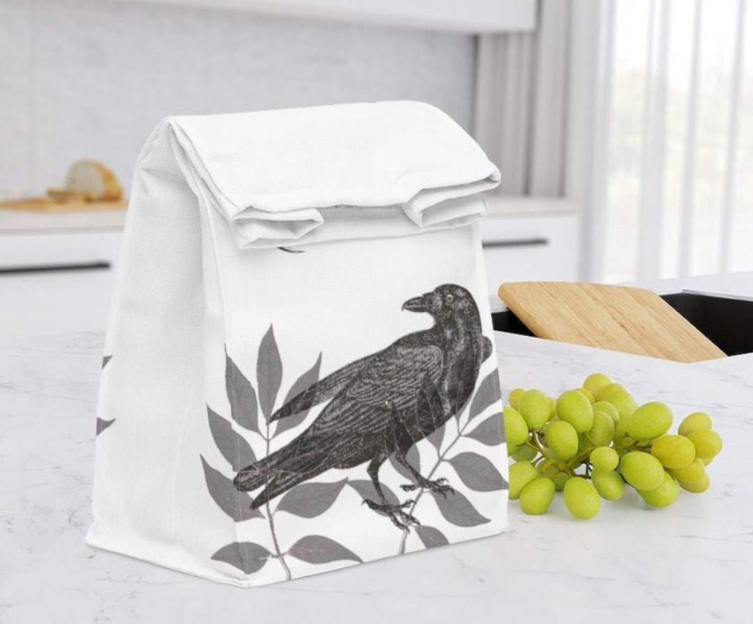 Raven Lunch Bag Witchy Lunch Bag Gothic Lunch Bag Fabric 