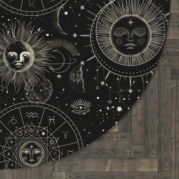 Capricorn Astrology Gothic Witch Round Rug