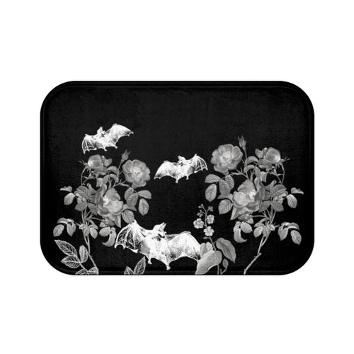 Goth Bat Bath Mat Gothic Bathroom Decor Goth Moth Rug Etsy