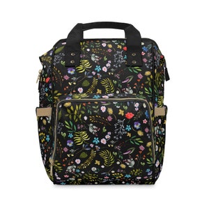 Wildflower Diaper Bag | Diaper Backpack | Cottagecore Diaper Bag | Witchy Diaper Bag | Gothic Diaper Bag | Floral Diaper Bag | Flower Meadow