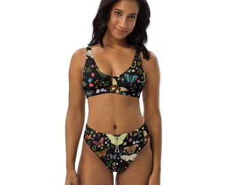 Butterfly Bikini | Recycled High Waisted Plus Size Bikini | Butterfly Aesthetic Swimsuit | Cottagecore Swimsuit | Witchy Swimsuit