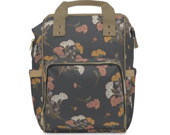 Woodland Diaper Bag | Diaper Backpack | Art Nouveau Diaper Bag | Art Deco Diaper Bag | Wildflower Diaper Bag | Floral Diaper Bag