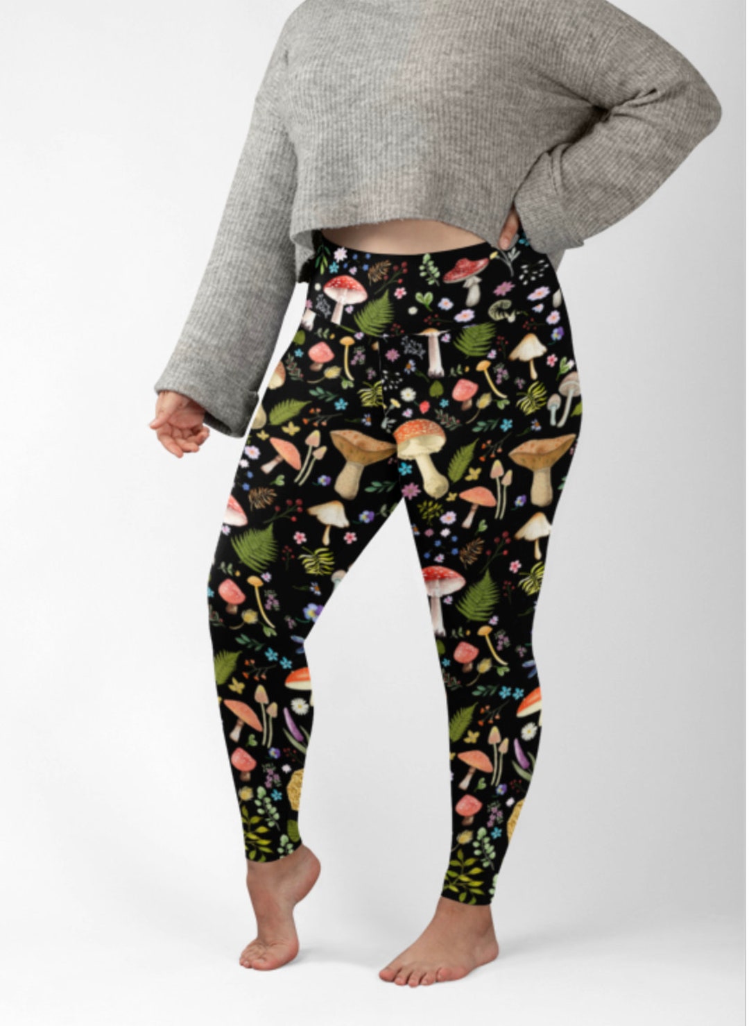 Mushroom Leggings Dark Cottagecore Mushroom Leggings Plus Size Fairy ...