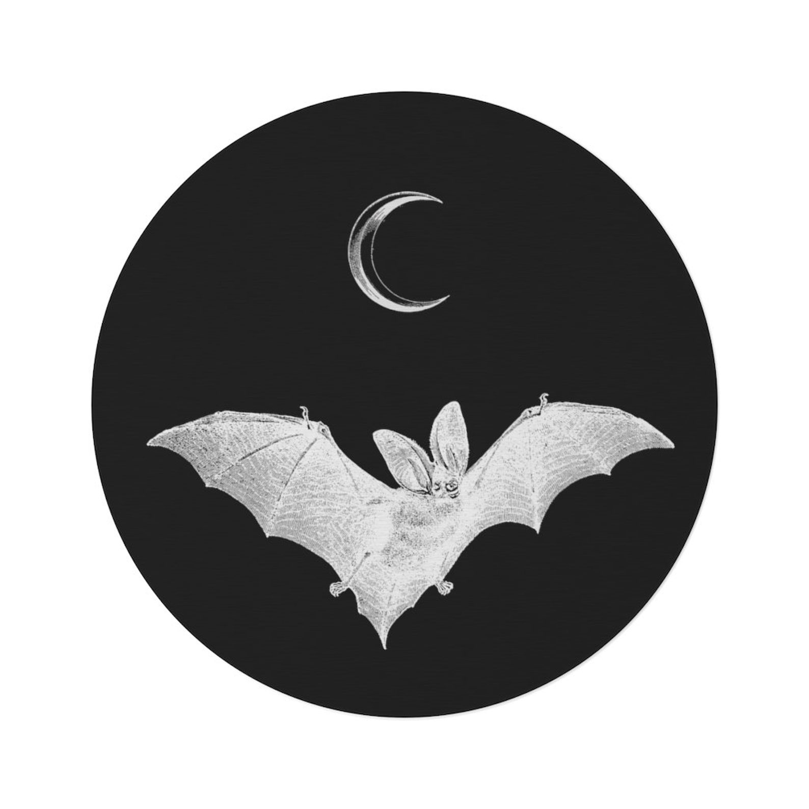 Goth Bat Rug Round Bat and Moon Rug Round Gothic Rug - Etsy