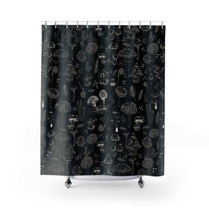 Mushroom Shower Curtain | Goblincore | Cottagecore | Fungi | Biology Nature Lover | Dark Academia | Dark Cottagecore | Forestcore