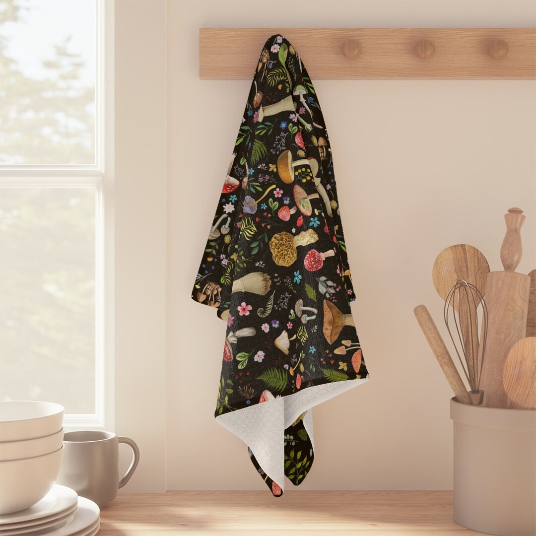Mushroom Tea Towel Soft Kitchen Tea Towel Cottagecore Kitchen Tea Towel ...