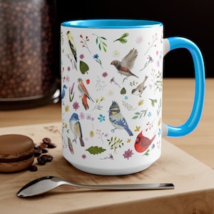 Bird Mug | 15 ounce mug | Audubon Bird Mug | Birds and Flowers mug | Mother's Day Gift | Gifts for Mom | Forestcore | Cottagecore Mug | Mom