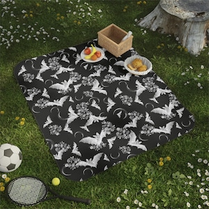 Goth Bats Picnic Blanket | WItchy Picnic Blanket | Gothic Picnic Blanket | Horror Aesthetic | Halloween Picnic Blanket | Goths Picni