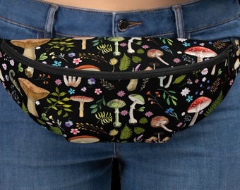 Mushroom Fanny Pack | Mushroom Bum Bag | Cottagecore | Goblincore | Dark Academia | Foraging | Mycology | Hip Bag | Festival Bag | Fungi Bag