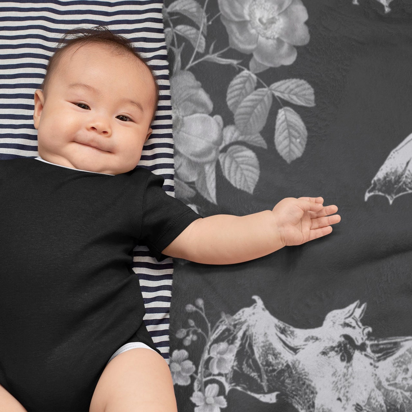 Goth Bat Baby Blanket Goth Baby Swaddle Blanket Goth Crib Etsy