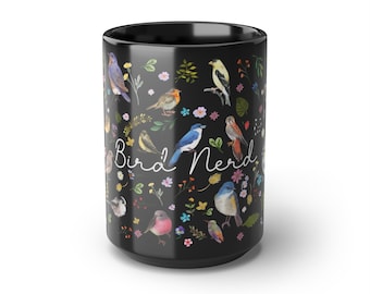 Bird Nerd Mug 15oz | "Bird Nerd" Bird Lover | Bird Watcher Gift | Nature Lover | Gift for Mom | Bird Lover Gift | Illustrated Birds