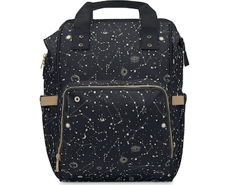 Celestial Diaper Bag | Diaper Backpack | Cottagecore Diaper Bag | Witchy Diaper Bag | Gothic Diaper Bag | Spiritual Diaper Bag | Stars