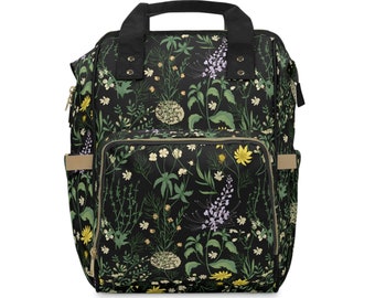 Wildflower Diaper Bag | Diaper Backpack | Cottagecore Diaper Bag | Woodland Diaper Bag | Witchy Diaper Bag | Floral Diaper Bag | Baby Shower