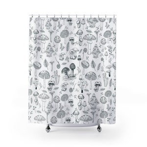 Mushroom Shower Curtain | Goblincore | Cottagecore | Fungi | Biology Nature Lover | Dark Academia | Dark Cottagecore | Forestcore