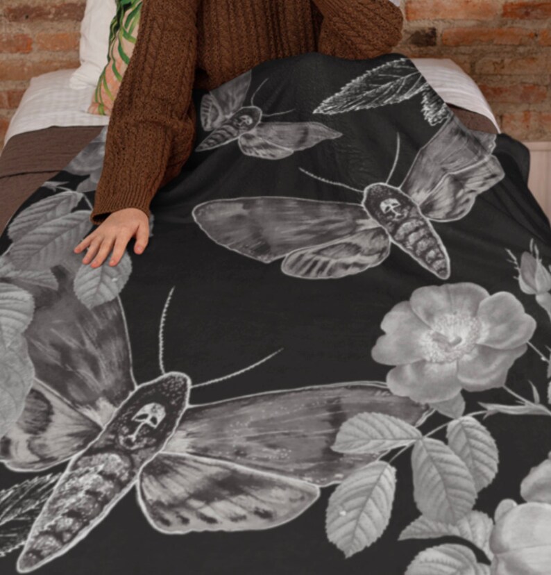 Gothic Moth Throw Blanket Gothic Decor Throw Moth Etsy
