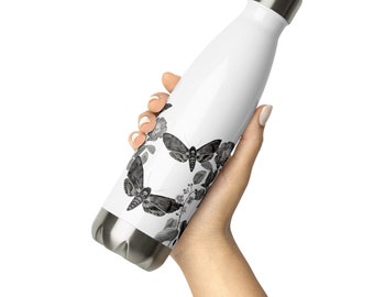 Goth Moth Water Bottle | Stainless Steel Vacuum Water Bottle | Witchy Water Bottle | Backpack Water Bottle | Gothic Water Bottle | Gothic