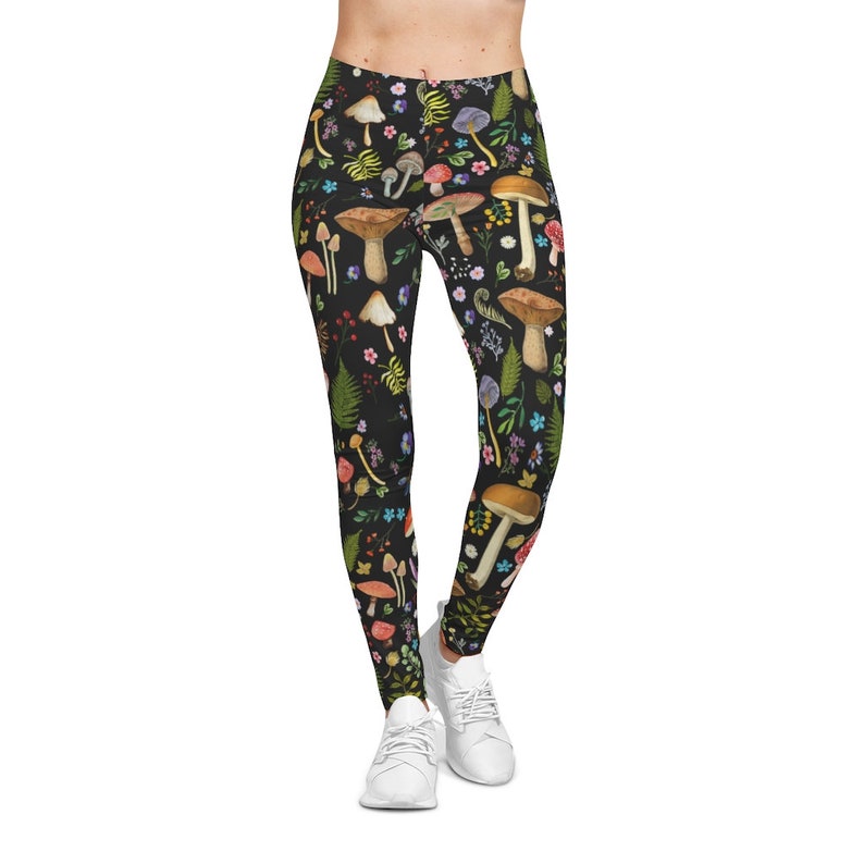 Mushroom Leggings Dark Cottagecore Mushroom Leggings Plus Etsy