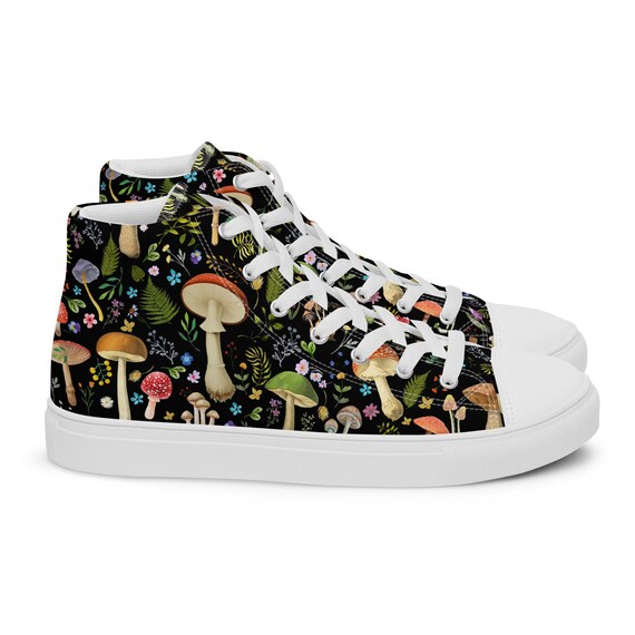 Mushroom Shoes Men s High Top Sneakers Aesthetic Goblincore Cottagecore Fairycore Dark Academia Light Academia Forestcore Etsy UK