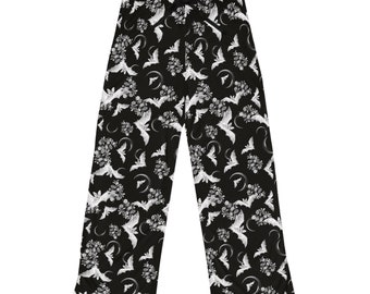 Goth Bats Women's Pajama Pants | Vampire Bat Lounge Pants | Floral Pj Bottoms | Gothic Bats Pajama Pants | Horror Aesthetic