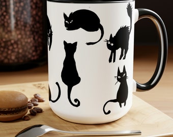 Black Cat Mug | 15 0z Mug | Crazy Cat Lady Mug | Witch's Familiar Mug | Dark Academia Mug | Witchy Mug | Gothic Mug | Black Cat Lover Mug