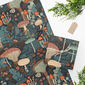 Woodland Mushrooms Wrapping Paper | Toadstools Wrapping Paper | Dark Academia Wrapping Paper | Cottagecore Gift Wrap Wrapping Paper