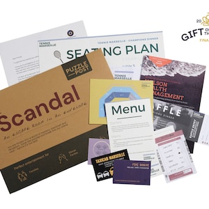 Escape Room in an Envelope - The Scandal! Dinner Party Edition, tabletop game for up to 8 people