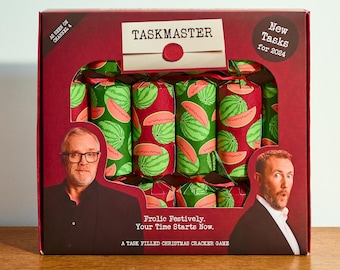 Official Taskmaster Christmas Crackers 2024 – Dinner Party Crackers, Plastic-Free, Recyclable, Fun Christmas Game for Family & Friends
