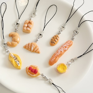 Small kawaii bread phone charm,Egg tart phone charm, food phone charm,Keychain , Keyring ,Anime Keychain , Cute Charm