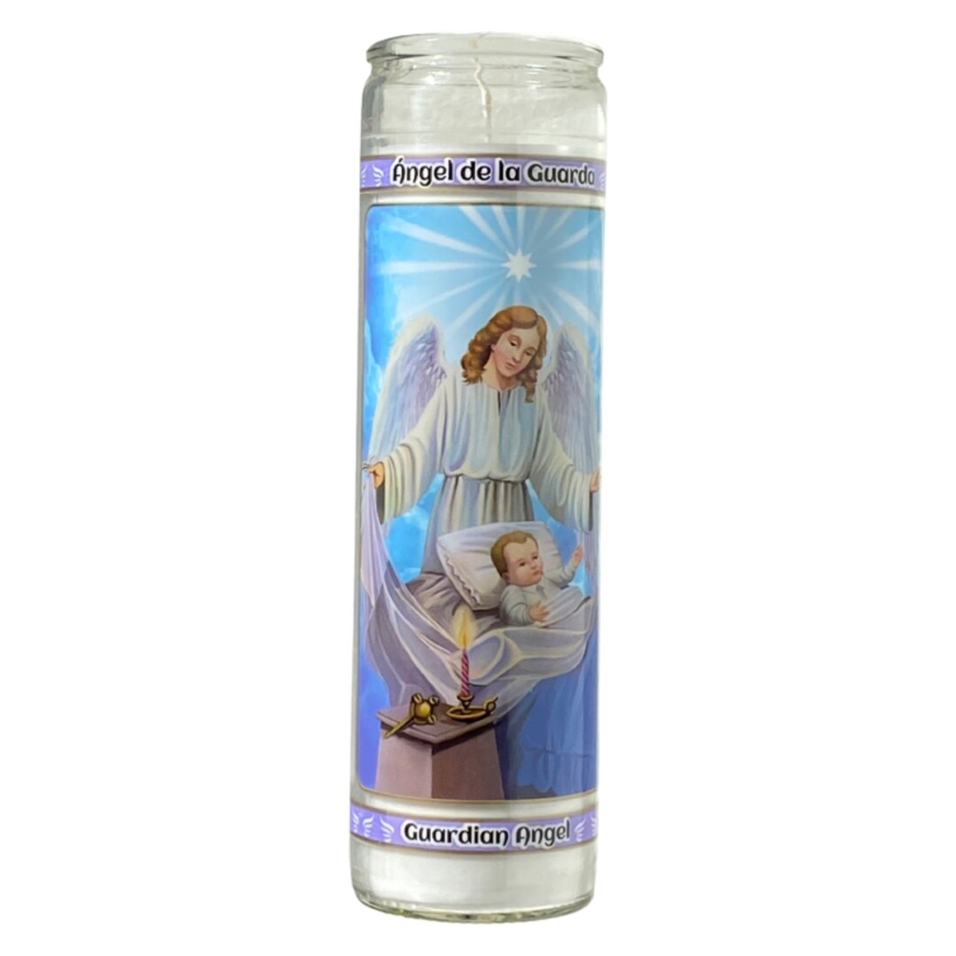 Guardian Angel Glass Prayer Candles Tall Ritual Candle Etsy