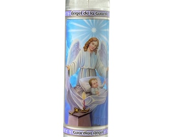 Guardian Angel Glass Prayer Candles Tall Ritual Candle