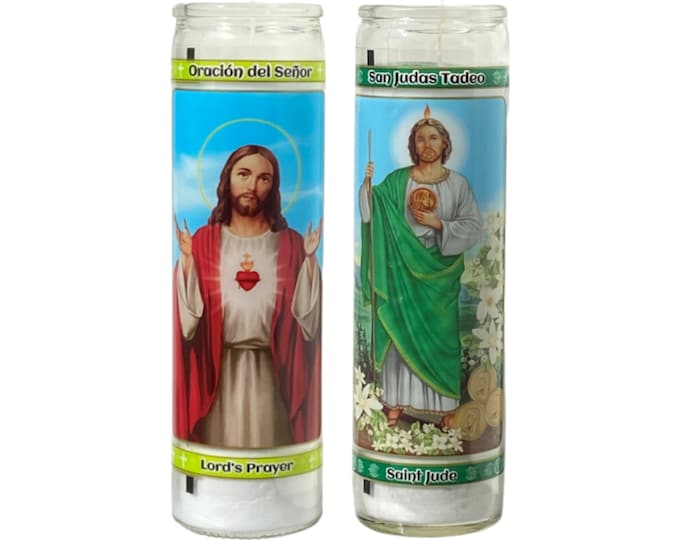 Lord's Prayer & Saint Jude Prayer Candles 8in 2 Pack 7 Day Candle Etsy