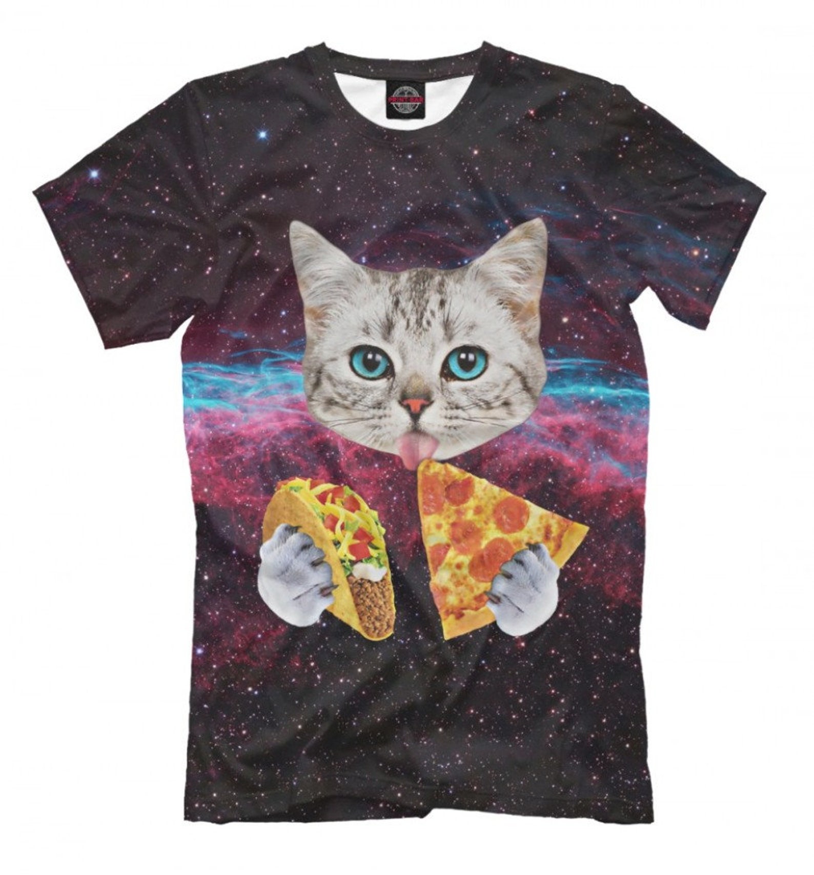 Space Cat with Pizza 3D T-Shirt High Quality Graphic Tee | Etsy