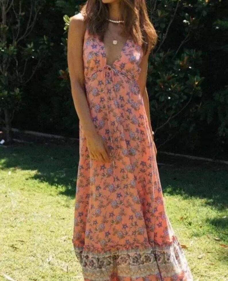 Bedrucktes Maxikleid Sommer Boho Kleid U00e4rmelloses L U00e4ssiges Kleid Langes Kleid Mit Blumen Muster Baumwolle Kleid Damen Mit V Ausschnitt Clothing Dresses Ugaurbanag Com