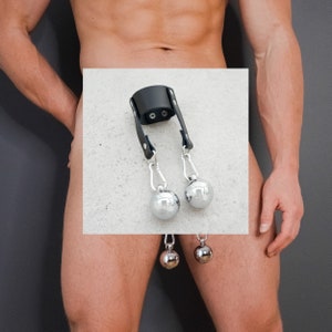 Ball Stretcher with Weights, Scrotum Stretcher, CBT Device, Adjustable Testicles, Delay Ring, Ball stretching, Ball Humbler, Ball Bondage